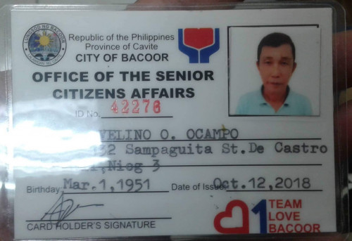 cavite Senior i.d Front1