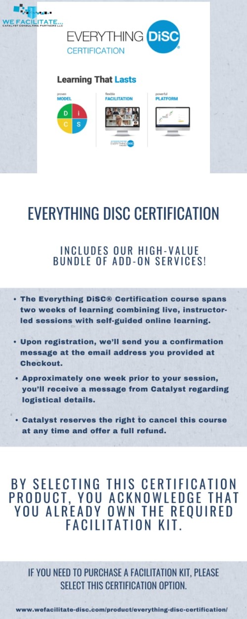 Searching for DiSC Training Certification? Contact WeFacilitate-DiSC consultant, their comprehensive and high value DiSC Assessment Certification bundles have been chosen by discerning clients across the country. 

Visit:https://wefacilitate-disc.com/disc-certification/

#DiscTraining
#DiscCertification
#DiscAssessmentCertification
#DiscCertified
#DiscTrainingCertification
#DiscCertificationWiley
#CertifiedDiscPractitioner