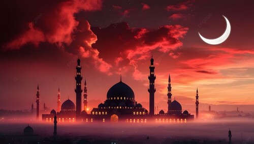 Stunning-Islamic-Cityscape-At-Sunset-With-Crescent-Moon-And-Mosques-Mosques-Background-Crescent-Moon-Festival-Background-Image-And-Wallpaper-for-Free-Download.jpg